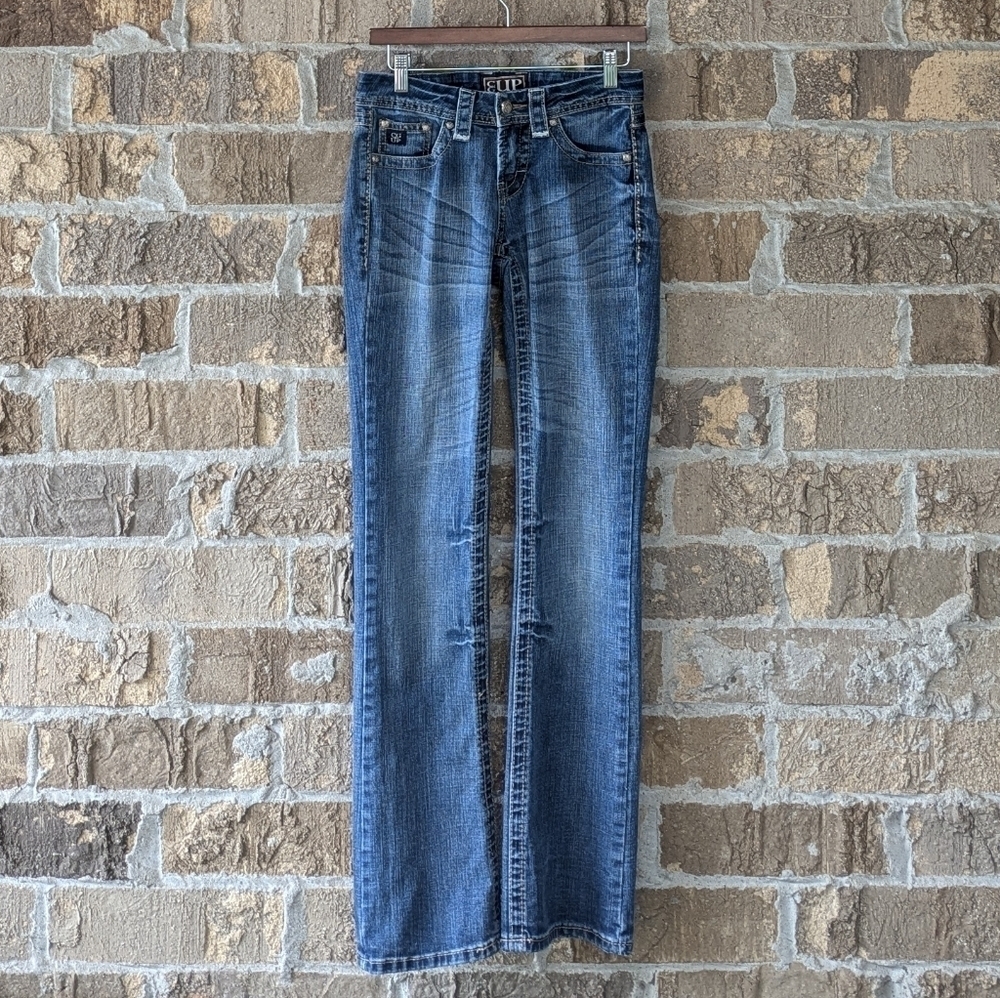 Cowgirl Up Low Rise Slim Bootcut Blue Jeans Western Size 26/34